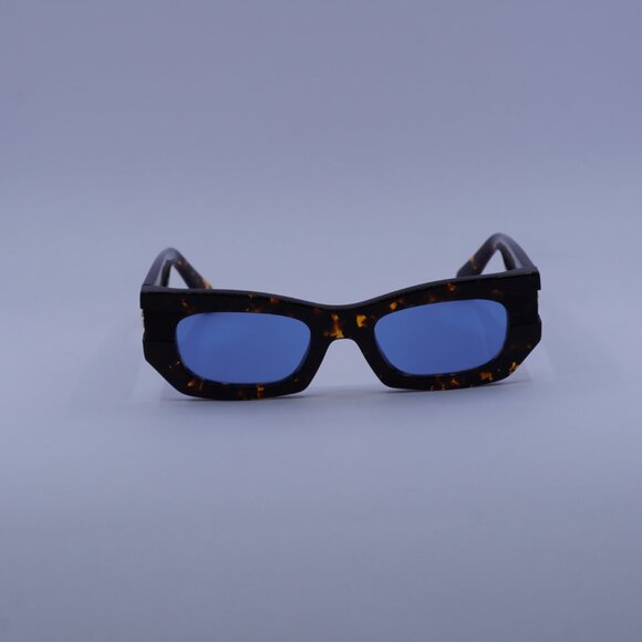 Off-White OERI147 BELLEVILLE 6045 Sunglasses Havana Cat Eye Frame, Blue Lenses - Picture 5 of 10